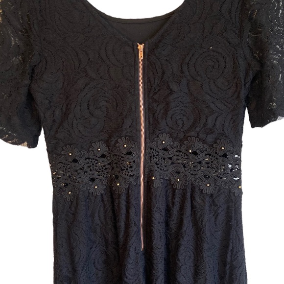 XHILARATION BLACK LACE SHORT SLEEVE MINI DRESS, SIZE MEDIUM - Picture 7 of 9